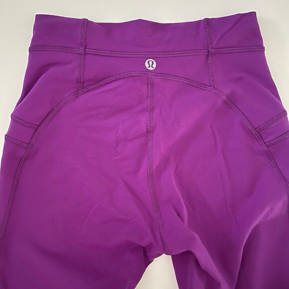 Lululemon Free To Flow Leggings Size 4 Purple Cross Over Waist Full Length - Picture 10 of 13